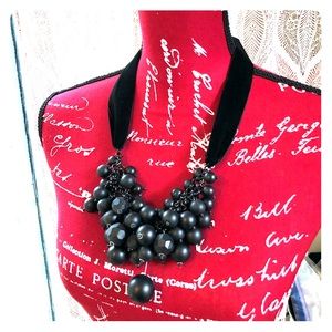 Black velvet bib necklace